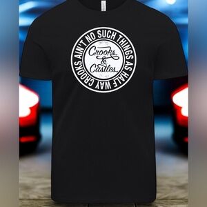 New! Crooks & Castles Black and White Logo Tee - Custom